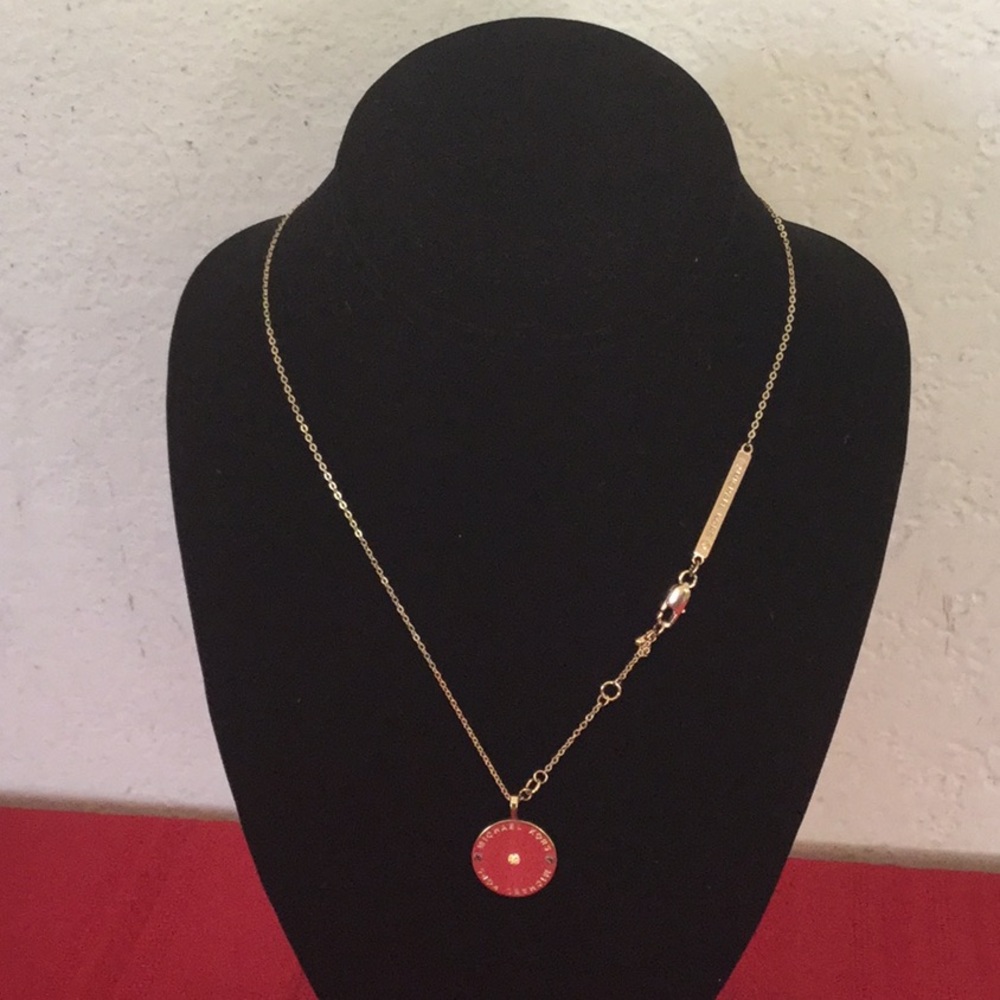 Michael Kors Gold Etched Small Disc Neckla…